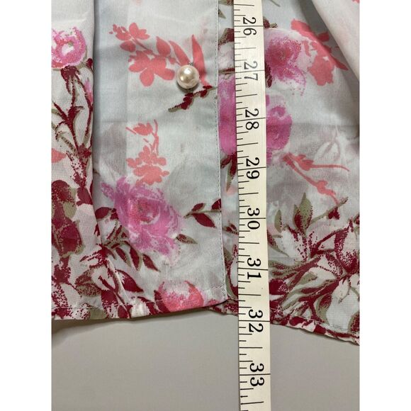 New Roaman's 2 Pcs Tunic Blouse Set Sz 20 Pearl Grey Blooming Rose Button Front - Picture 14 of 14